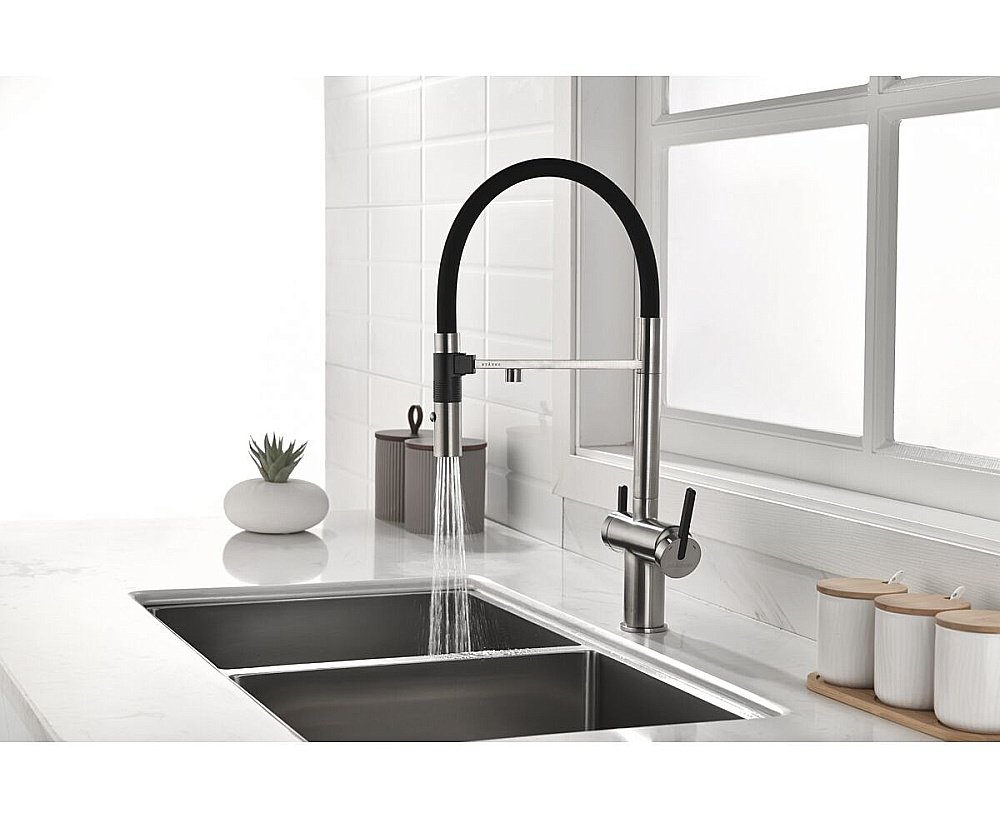 Смеситель для кухни Paulmark Gravity Gr213888-BS нержавеющая сталь купить в интернет-магазине сантехники Sanbest