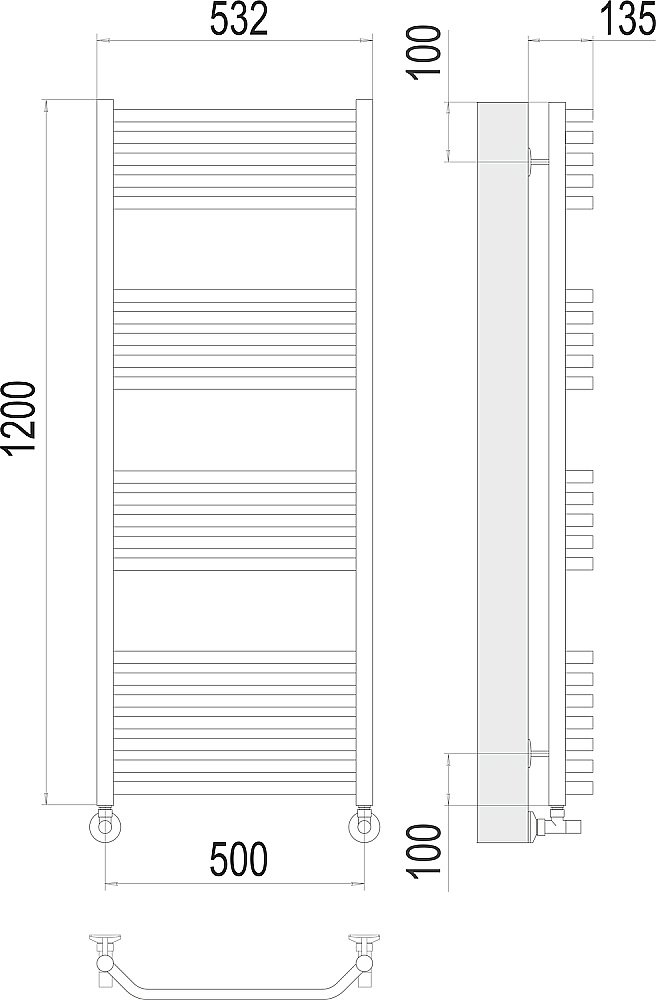 Полотенцесушитель водяной Terminus Виктория П22 500х1200 купить в интернет-магазине сантехники Sanbest