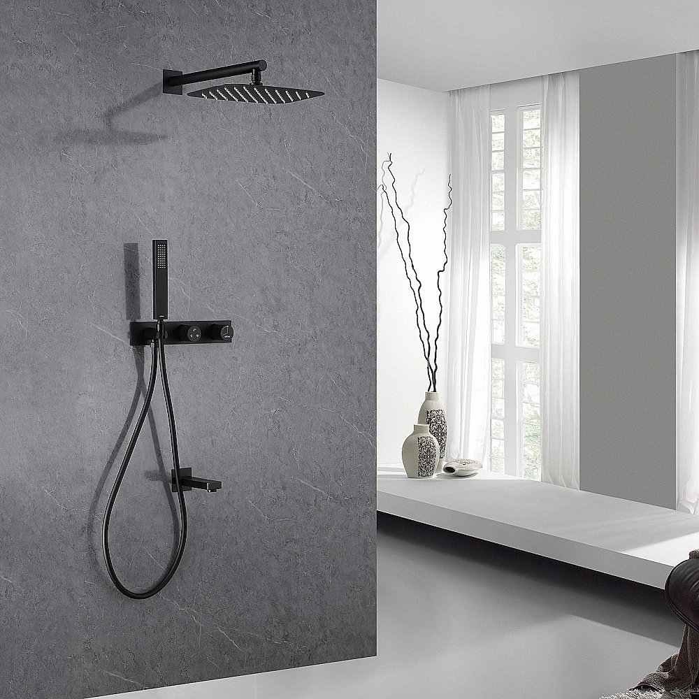 Душевая система ABBER Rund AF8717B черная матовая купить в интернет-магазине сантехники Sanbest