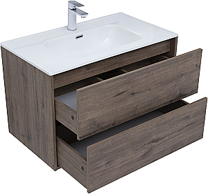 Тумба с раковиной Aquanet Lino (Flat) 287543 80 дуб веллингтон для ванной в интернет-магазине Sanbest