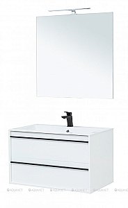 Тумба с раковиной Aquanet Lino 90 белая матовая для ванной в интернет-магазине Sanbest