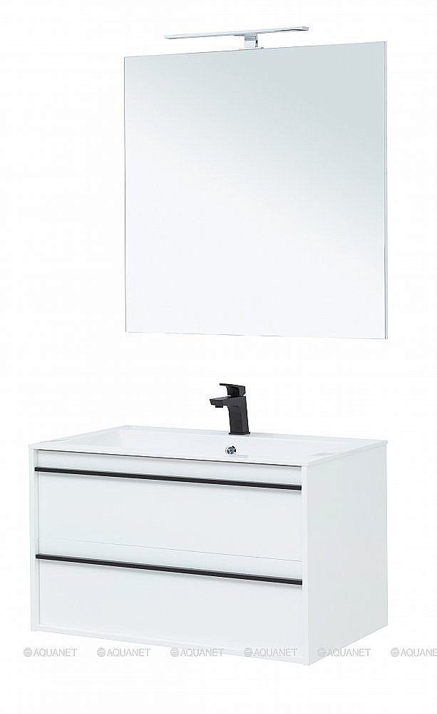 Тумба с раковиной Aquanet Lino 90 белая матовая для ванной в интернет-магазине Sanbest