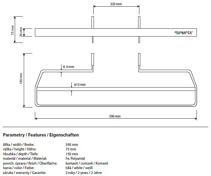 Держатель полотенец на радиатор Bemeta Rawell 101604174 купить в интернет-магазине сантехники Sanbest