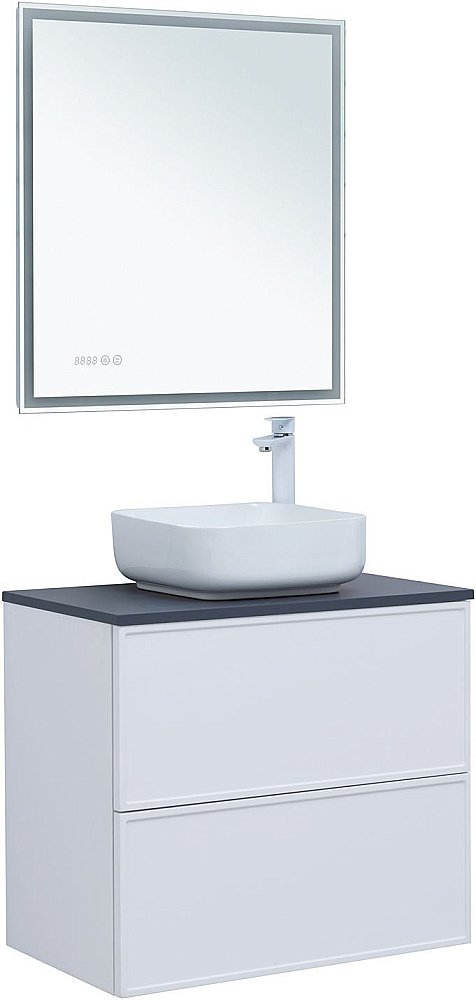 Тумба с раковиной Aquanet Арт 75 белая матовая для ванной в интернет-магазине Sanbest