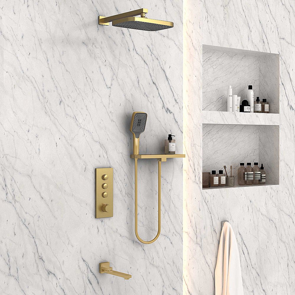 Душевая система Vincea VSFW-431T1RBG брашированное золото купить в интернет-магазине сантехники Sanbest