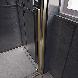 Душевая дверь Veconi Premium Trento PTD30-G-150-01-C4 прозрачная/профиль Брашированное золото брашированное купить в интернет-магазине Sanbest