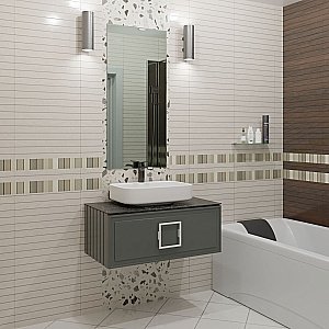 Тумба с раковиной LA FENICE Cubo Grigio 90 серая, столешница черная/ручка белая для ванной в интернет-магазине Sanbest