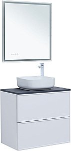 Тумба с раковиной Aquanet Арт 75 белая матовая для ванной в интернет-магазине Sanbest