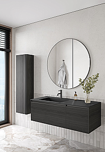 Тумба с раковиной Armadi Art QUATRO 2 120  OAK ANTHRACITE/профиль ANTHRACITE/раковина ANTHRACITE для ванной в интернет-магазине Sanbest