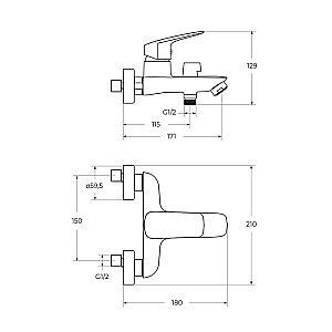 Смеситель для ванны BelBagno DUE-VASM-CRM хром купить в интернет-магазине сантехники Sanbest