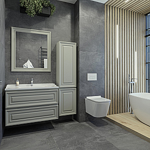 Тумба с раковиной Caprigo Ponza-A 90 два ящика, серая для ванной в интернет-магазине Sanbest