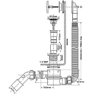 Слив-перелив для ванны Эстет McAlpine Mrb11 ФР-00013607 белый купить в интернет-магазине сантехники Sanbest