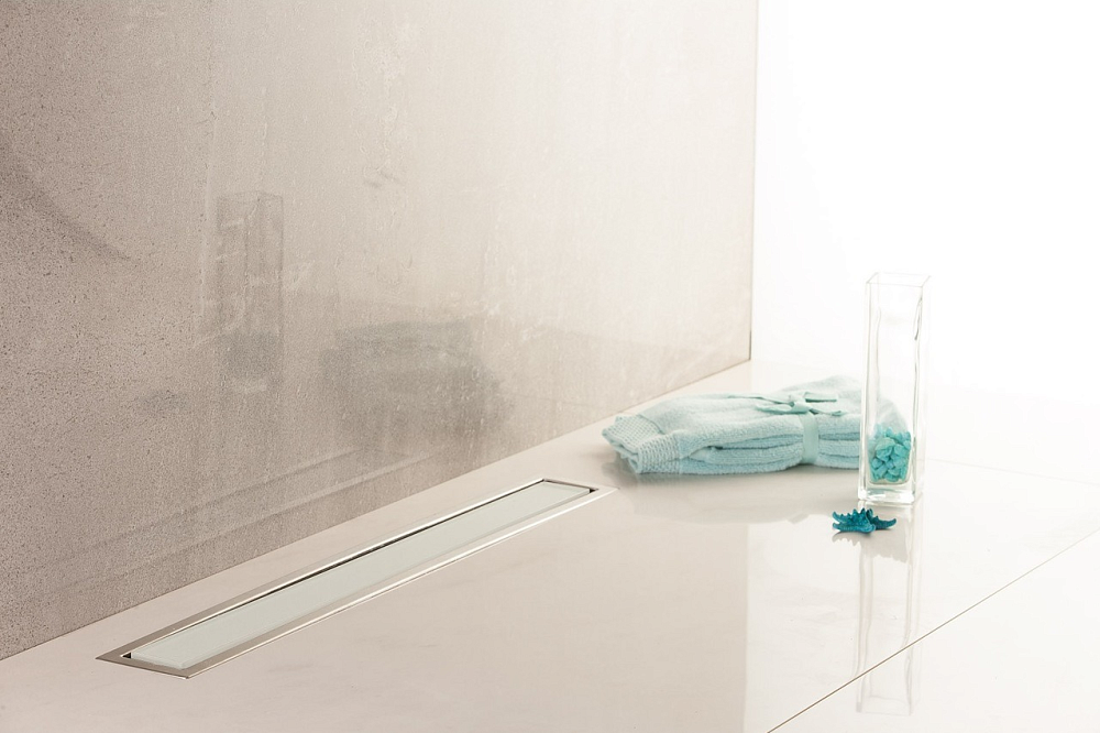 Душевой трап PESTAN Confluo Premium Glass Line 300 белое стекло/матовый хром купить в интернет-магазине Sanbest