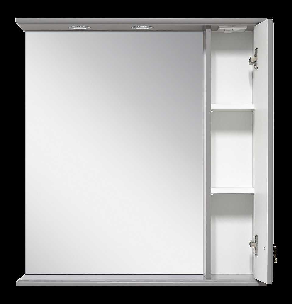 Зеркало со шкафом Misty Лувр 75 П-Лвр03075-1504 серый в ванную от интернет-магазине сантехники Sanbest