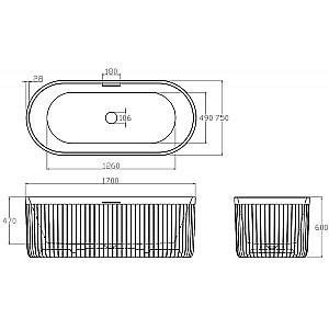Ванна Abber Stuttgart 170x75 AM9925 белая матовая купить в интернет-магазине Sanbest