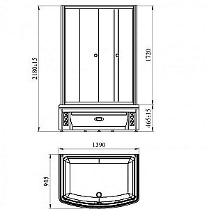Душевой уголок Радомир Диана 140х95 высокий поддон, стекло матовое/профиль черный купить в интернет-магазине Sanbest