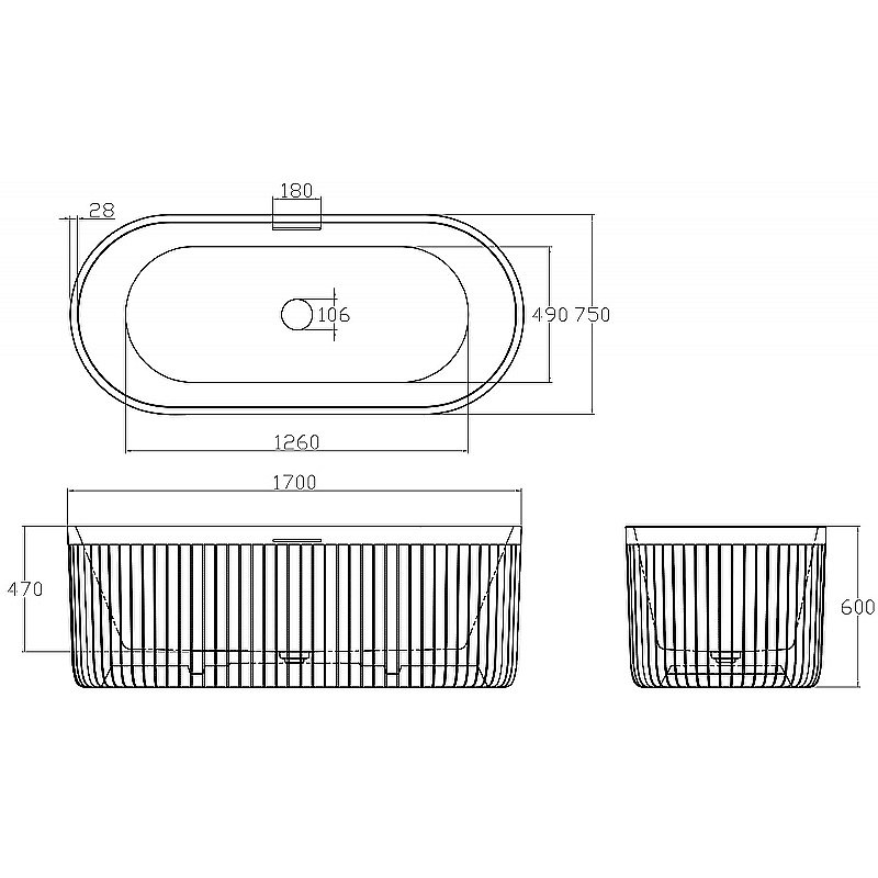 Ванна Abber Stuttgart 170x75 AM9925 белая матовая купить в интернет-магазине Sanbest
