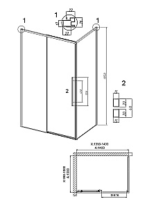 Душевой уголок Grossman Galaxy 140х100 120.K33.01.1410.42.10 стекло тонированное/профиль графит сатин купить в интернет-магазине Sanbest