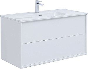 Тумба с раковиной Aquanet Lino 287544 100 (Flat) белый глянец для ванной в интернет-магазине Sanbest