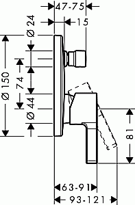 Смеситель для душа встроенный Hansgrohe Metris S 31465000 купить в интернет-магазине сантехники Sanbest