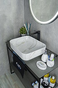 Раковина накладная Gid Geometrico 50 Mnc190 54426серый мрамор купить в интернет-магазине Sanbest