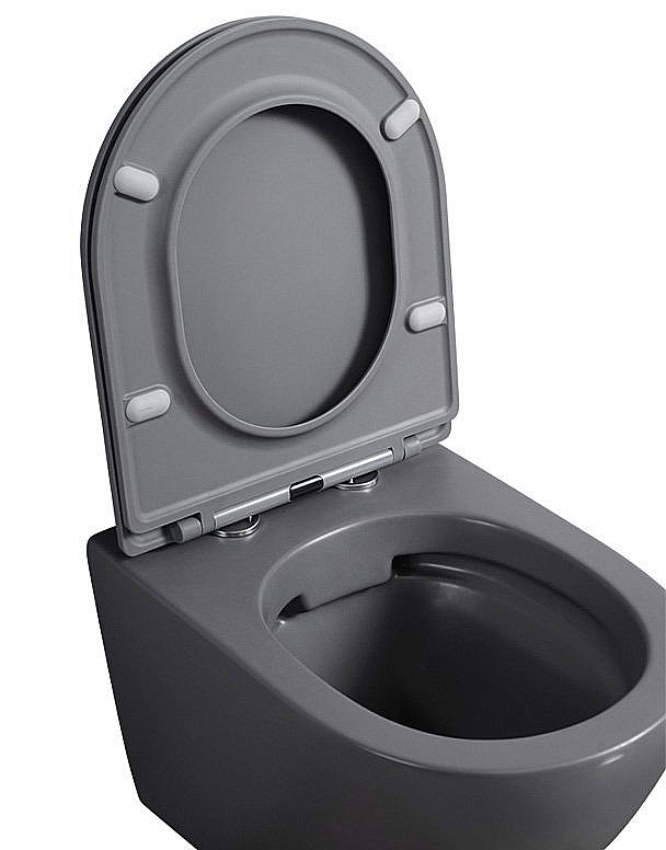 Унитаз подвесной ABBER BEQUEM AC1101MG с крышкой микролифт, безободковый, серый матовый купить в интернет-магазине Sanbest
