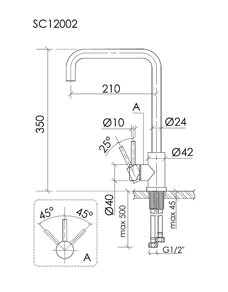 Смеситель для кухни Sancos Stainless SC12002SS нержавеющая сталь купить в интернет-магазине сантехники Sanbest