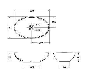 Раковина накладная BelBagno 52 BB1147 белая купить в интернет-магазине Sanbest