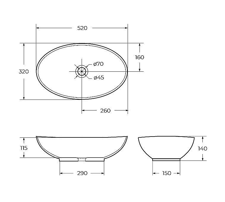 Раковина накладная BelBagno 52 BB1147 белая купить в интернет-магазине Sanbest