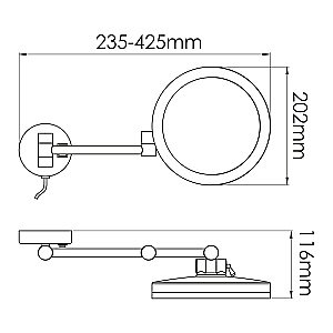 Зеркало косметическое WasserKRAFT K-1004BLACK купить в интернет-магазине сантехники Sanbest