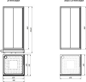 Душевой уголок Радомир Дрим 90x90 стекло прозрачное/черный профиль купить в интернет-магазине Sanbest
