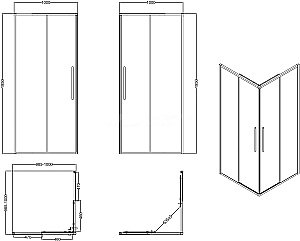 Душевой уголок Esbano SURF ESOGS100KVB 100х100 стекло прозрачное/профиль черный матовый купить в интернет-магазине Sanbest