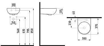 Раковина подвесная Bien Vokha 30 MDLS03001FD1W5000 белая купить в интернет-магазине Sanbest