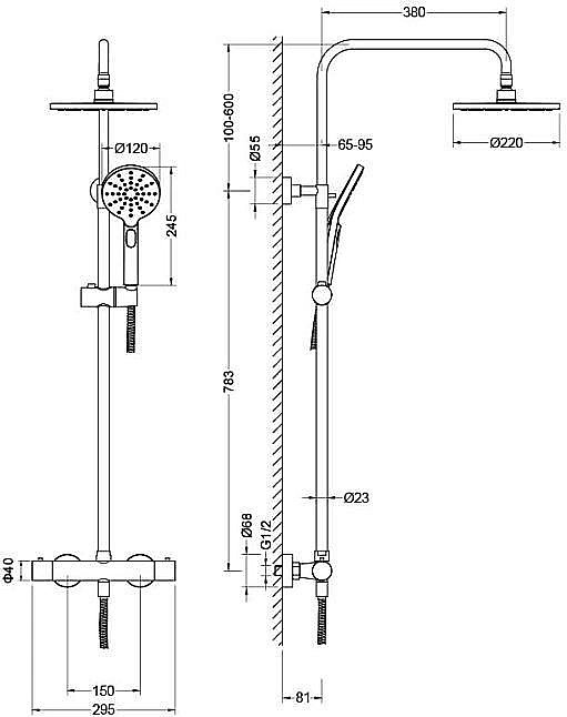 Душевая система Aquatek Европа AQ2343CR хром купить в интернет-магазине сантехники Sanbest