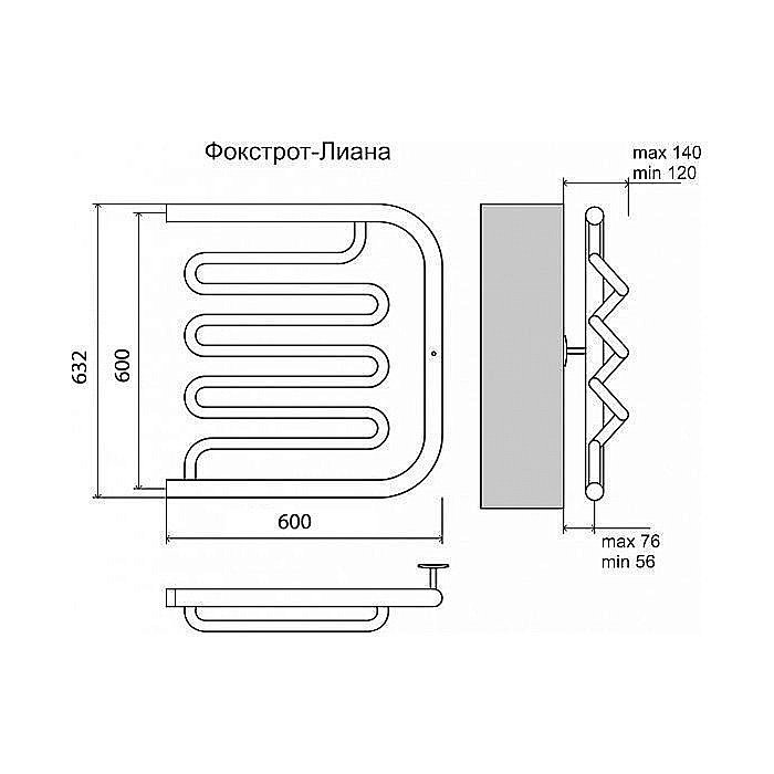 Полотенцесушитель водяной Terminus Фокстрот-Лиана 600x600 купить в интернет-магазине сантехники Sanbest