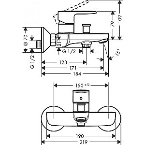 Смеситель для ванны Hansgrohe Vernis Blend 71440000 купить в интернет-магазине сантехники Sanbest