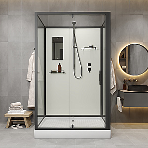 Душевая кабина Niagara Standart ST120/90/15Q/BL/BK 120х90 без крыши, профиль черный матовый/стекло прозрачное купить в интернет-магазине Sanbest