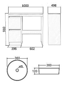 Тумба с раковиной Orange Sistema 100 STM-100TUW+B09-360W белая для ванной в интернет-магазине Sanbest