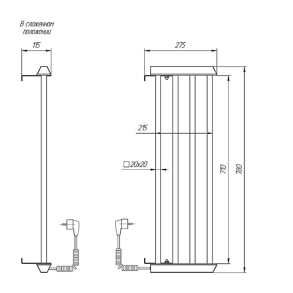 Полотенцесушитель электрический Domoterm DMT 73 25x83 EK хром купить в интернет-магазине сантехники Sanbest