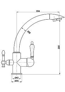 Смеситель для кухни Milacio Castellon Ceramic MC.513.SN сатин купить в интернет-магазине сантехники Sanbest