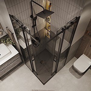 Душевой уголок Grossman Classic 300.K33.04.8080.21.00 80x80 стекло прозрачное/профиль черный матовый купить в интернет-магазине Sanbest