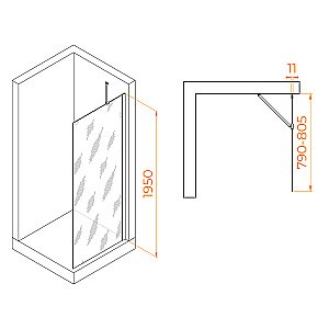Душевое ограждение RGW WA-102Gb 80 стекло прозрачное/профиль золото браш купить в интернет-магазине Sanbest