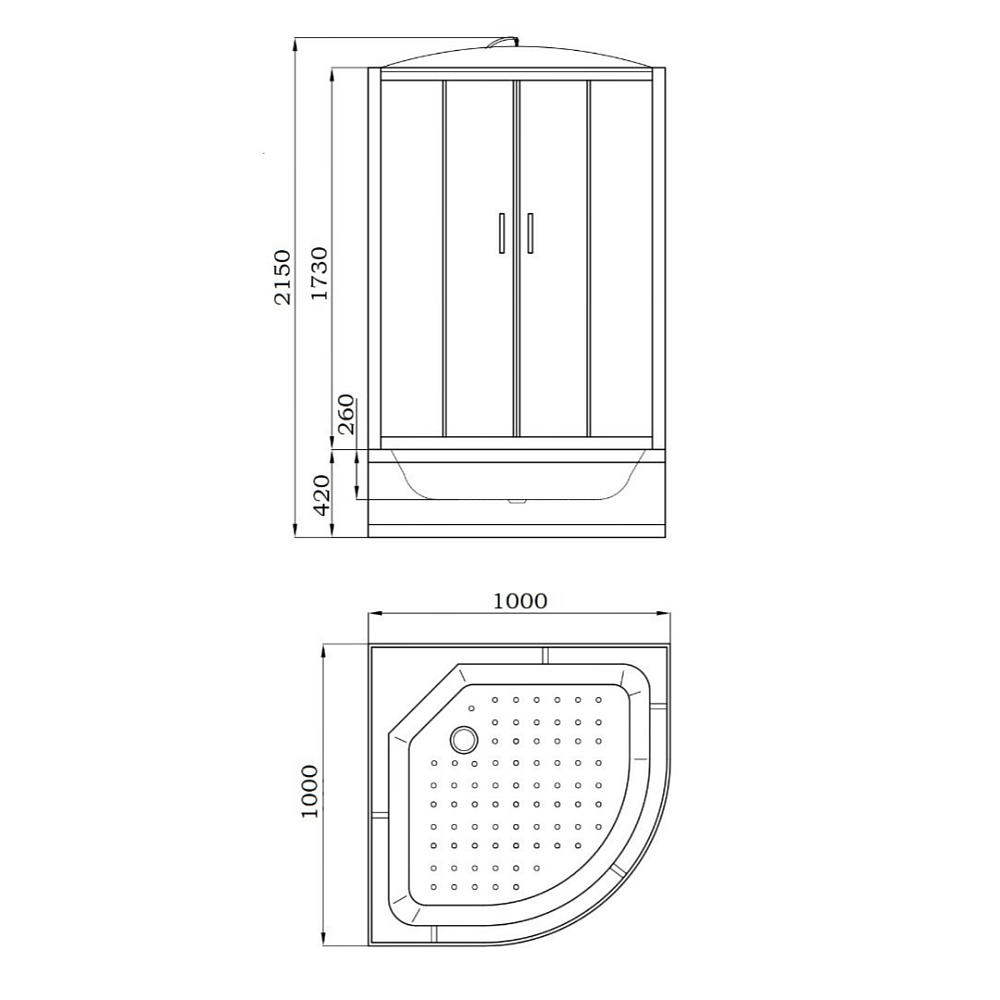 Душевая кабина Parly Classic Эконом EC1021 100x100 купить в интернет-магазине Sanbest