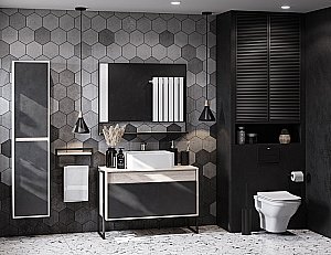 Тумба с раковиной Акватон Лофт Урбан 100 графит\орегон для ванной в интернет-магазине Sanbest