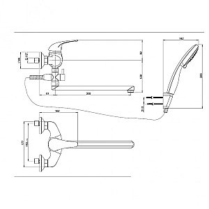 Смеситель для ванны PAINI Smile 39CR112P19CAKM хром купить в интернет-магазине сантехники Sanbest