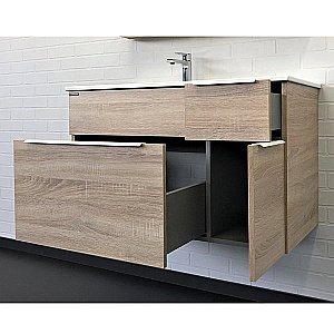 Тумба с раковиной Comforty Варна 00-00009919 90 дуб сонома для ванной в интернет-магазине Sanbest