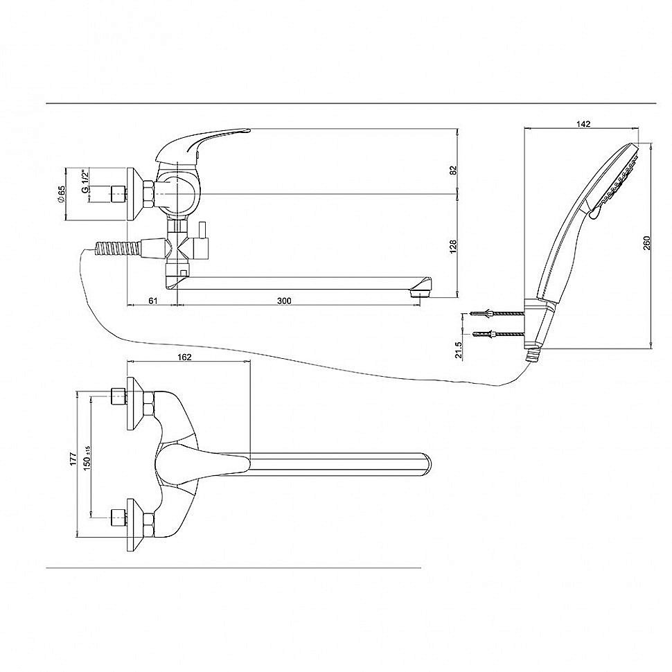 Смеситель для ванны PAINI Smile 39CR112P19CAKM хром купить в интернет-магазине сантехники Sanbest