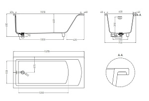 Ванна Salini Cascata 170х75 104323M белая матовая купить в интернет-магазине Sanbest