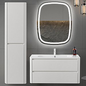 Шкаф подвесной Cezares RELAX-1500-2A-SO-BL белый глянцевый для ванной в интернет-магазине сантехники Sanbest