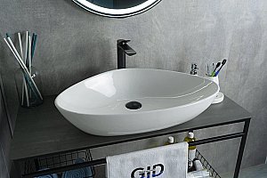 Раковина накладная Gid Creativo 67 N9062 51117 белая купить в интернет-магазине Sanbest